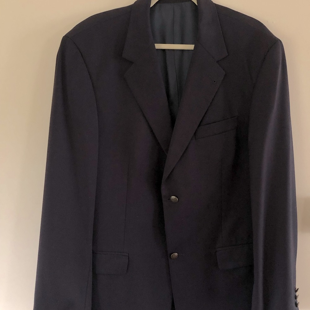 -Mens Woolmark Navy Blue Sport Coat- 100% Wool -